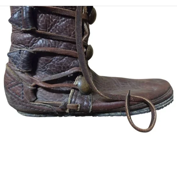 Vintage Unisex All Leather Native American Coin Laced Boots